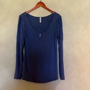 Free People Blue Long Sleeve lace Blouse